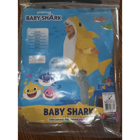 Baby Shark Costume Infant 6-12 mo Pinkfong Romper Sound Box Works Plays Song - Picture 1 of 12